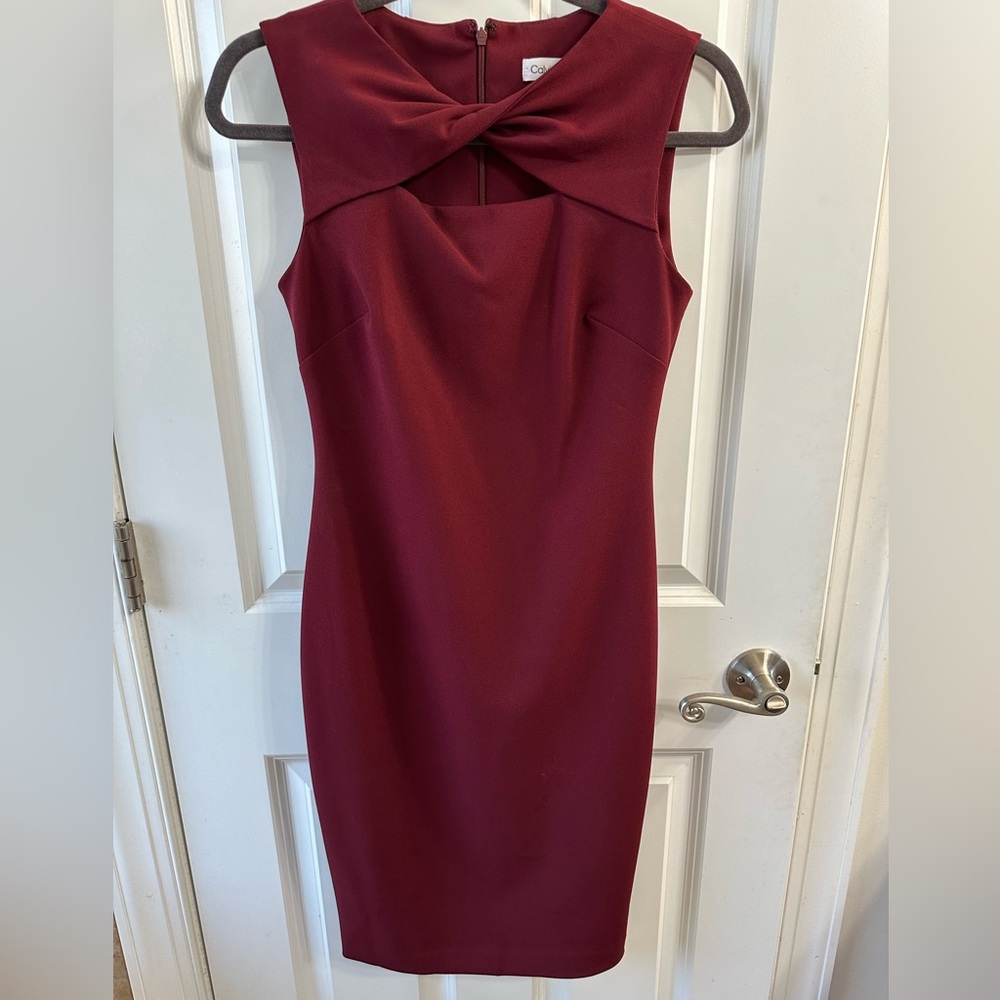 Calvin Klein Rich Burgundy Midi Dress